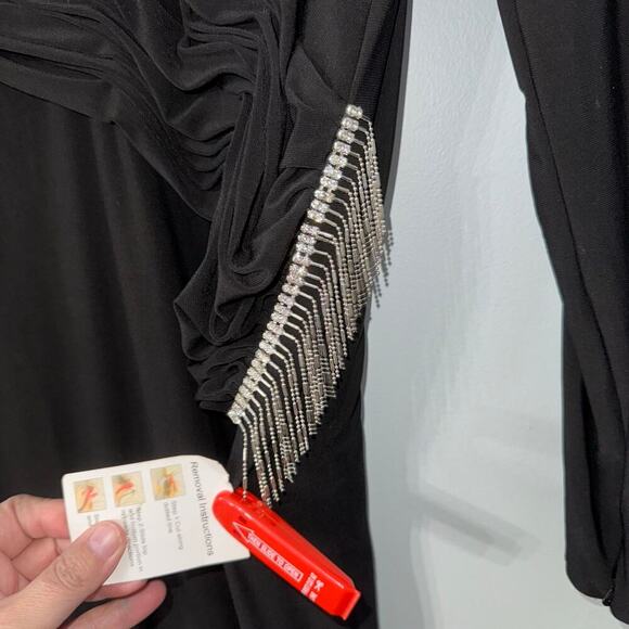 Ieena for MacDuggal Jersey  V-Neck Long Sleeve t Sheath Gown NWT Size 12 - Picture 3 of 12